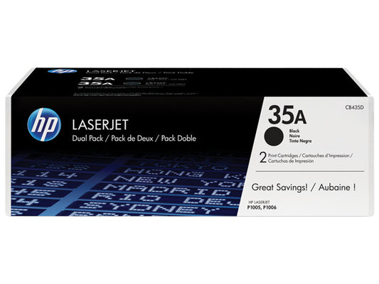 HP 35A 2-pack Black Original LaserJet Toner Cartridges, ~1,500 pages, CB435D