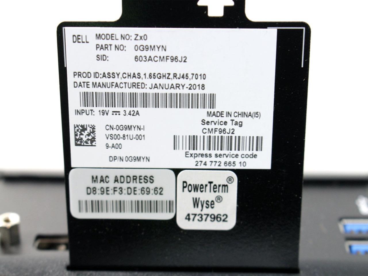 Dell Wyse 7010 Thin Client AMD G-T56N 1.65GHz 4GB RAM 16GB SSD WES7 RJ-45 G9MYN