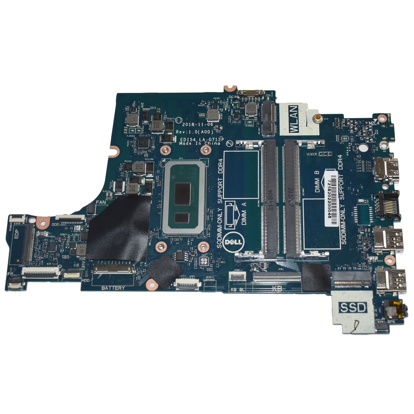 Dell Inspiron 3580 3780 Motherboard i5-8265U 1.6GHz Quad-Core LA-G712P VFMW4