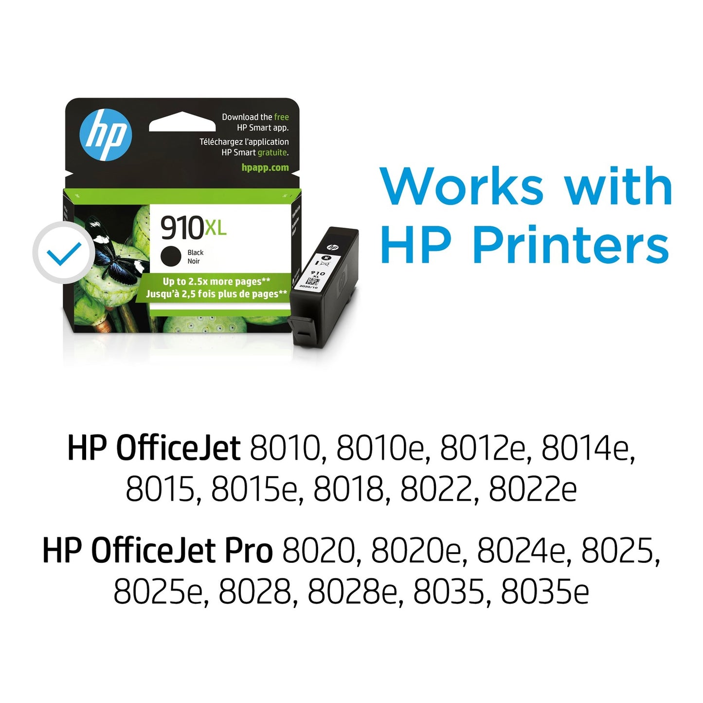 HP 910XL High Yield Black Original Ink Cartridge, ~825 pages, 3YL65AN#140