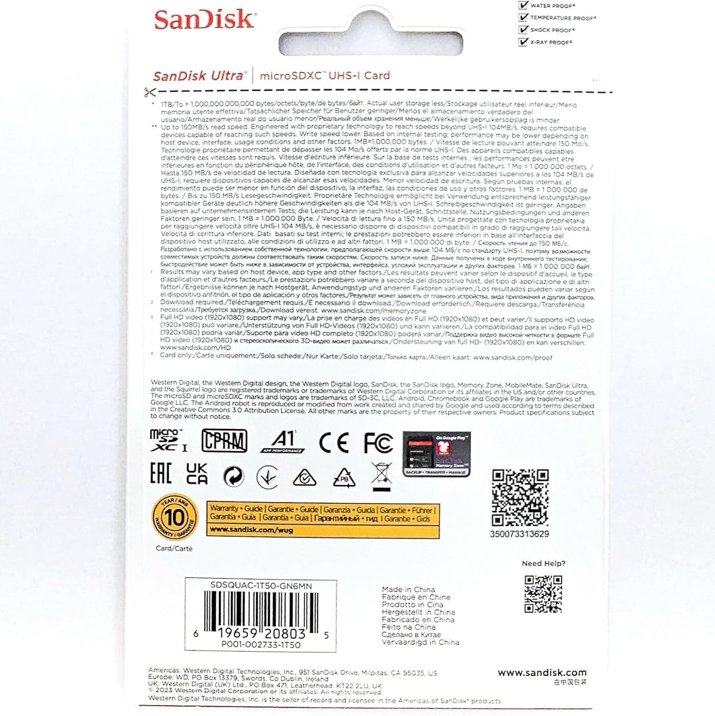 SanDisk 1.5 TB Ultra Micro SD SDXC MicroSD Class 10 150MB/s SDSQUAC-1T50-GM6MN