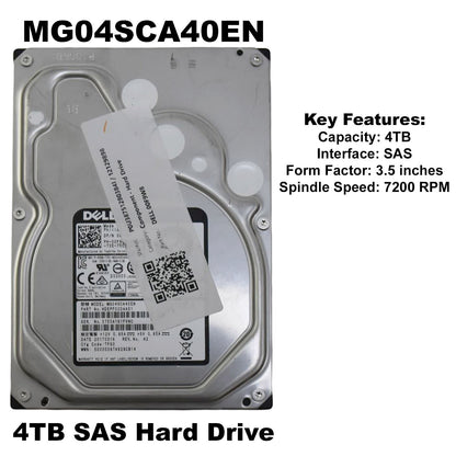 Dell MG04SCA40EN 4TB 7.2K SAS 12Gb/s LFF 3.5" Hot-Plug Hard Drive 00F9W8 0F9W8 (NOT FOR HOME PC)