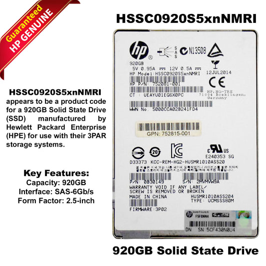 HP HSSC0920S5xnNMRI 920GB MLC SAS 6Gbps 2.5" SFF Solid State Drive 0B30149 (NOT FOR HOME PC)
