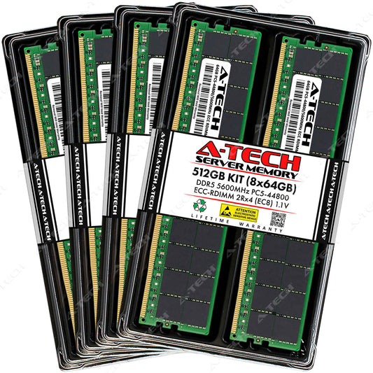 512GB 8x64GB PC5-5600 EC8 RDIMM Supermicro 112C-TN 212GT-HNR 222HA-TN Memory RAM
