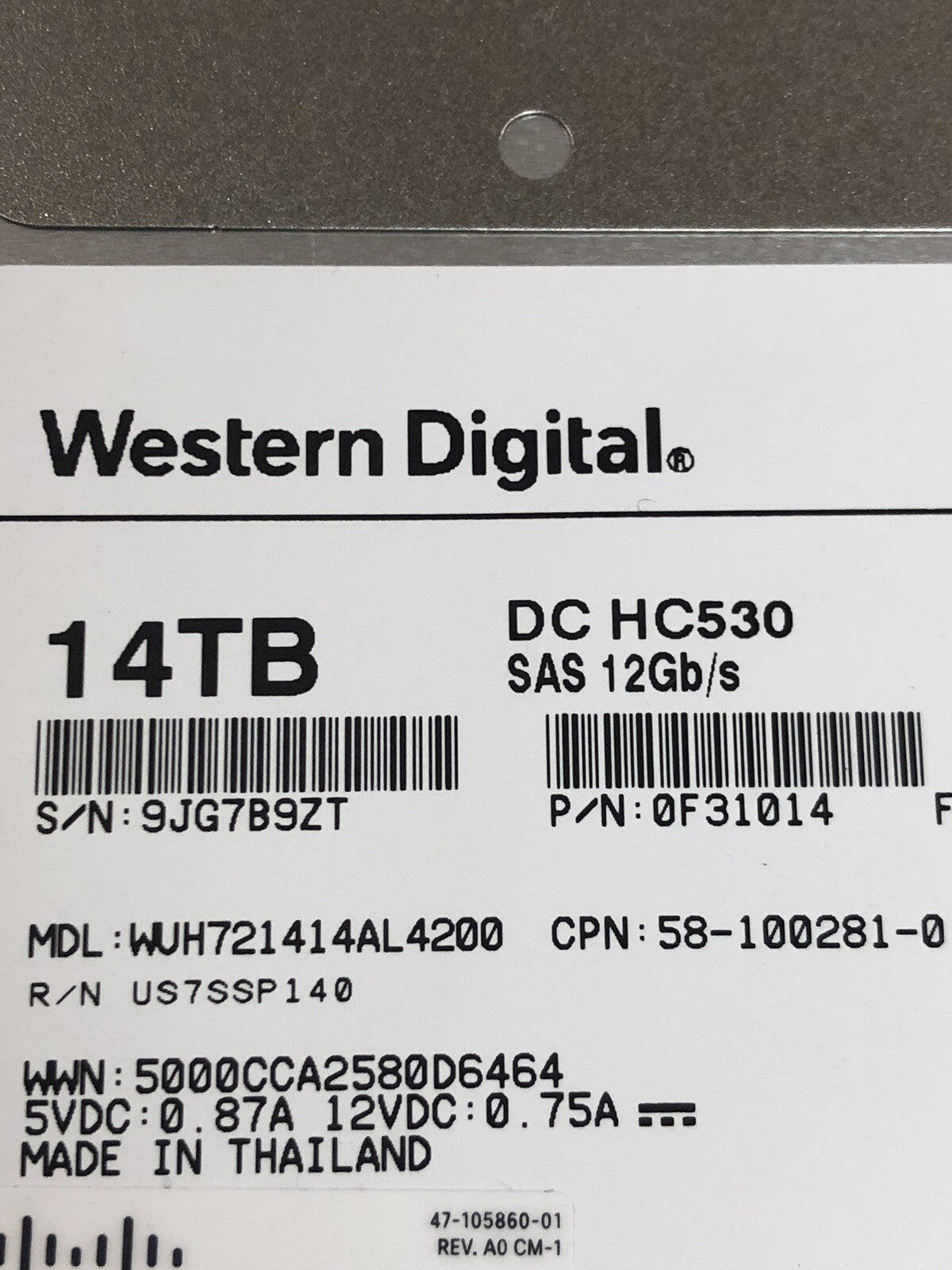 Cisco 14TB LFF NL 12Gbps SAS UCS-HD14T7KL4KN WD HC530 12G HDD C220 C240 M5 7.2K (NOT FOR HOME PC)