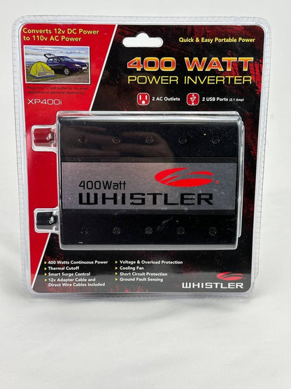 Whistler XP400i 400 Watt Power Inverter 2 USB Ports 2 AC Outlets 12V DC to AC