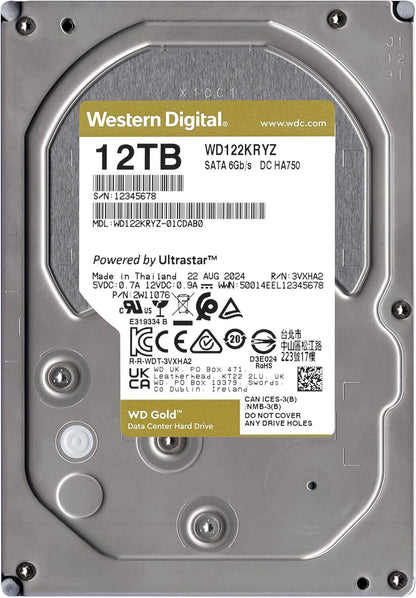 WD 12TB WD Gold Enterprise Class Internal Hard Drive 512 MB Cache 3.5" WD122KRYZ