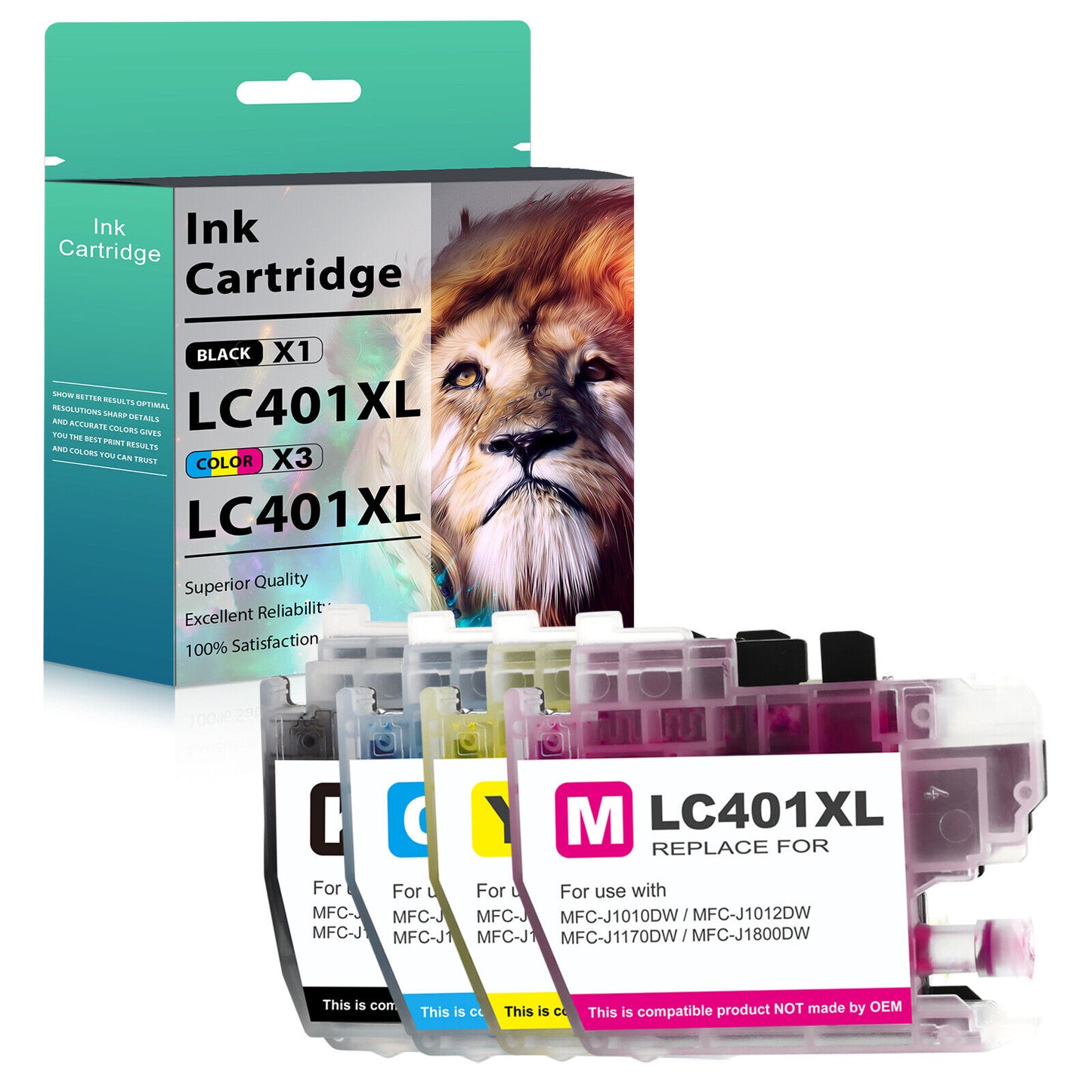 4x BMCY Ink Cartridge compatible for Brother LC401XL MFC-J1012DW MFC-J1170DW