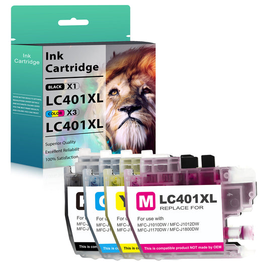 4x BMCY Ink Cartridge compatible for Brother LC401XL MFC-J1012DW MFC-J1170DW