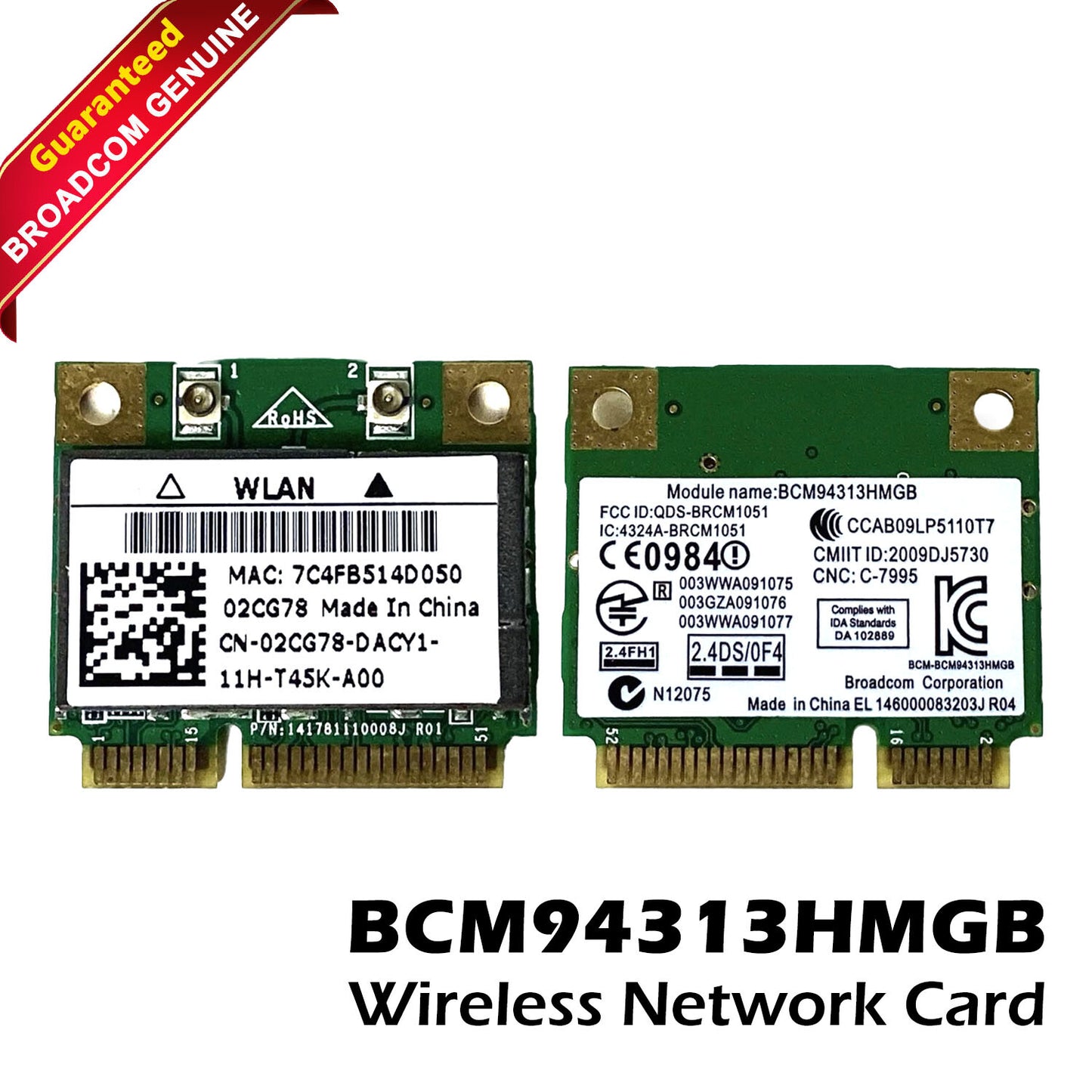 Lot x 4 Dell Inspiron N5050 Wireless Half-Height Mini-PCI Express Card 2CG78