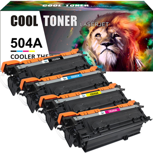 4 Pack Toner Compatible With HP CE250A 504A LaserJet CP3525 CP3525n CP3525dn