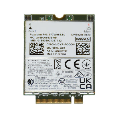 Dell Latitude 7410 DW5829e 4G LTE WWAN Card eSIM M.2 Mobile Broadband NVCYP