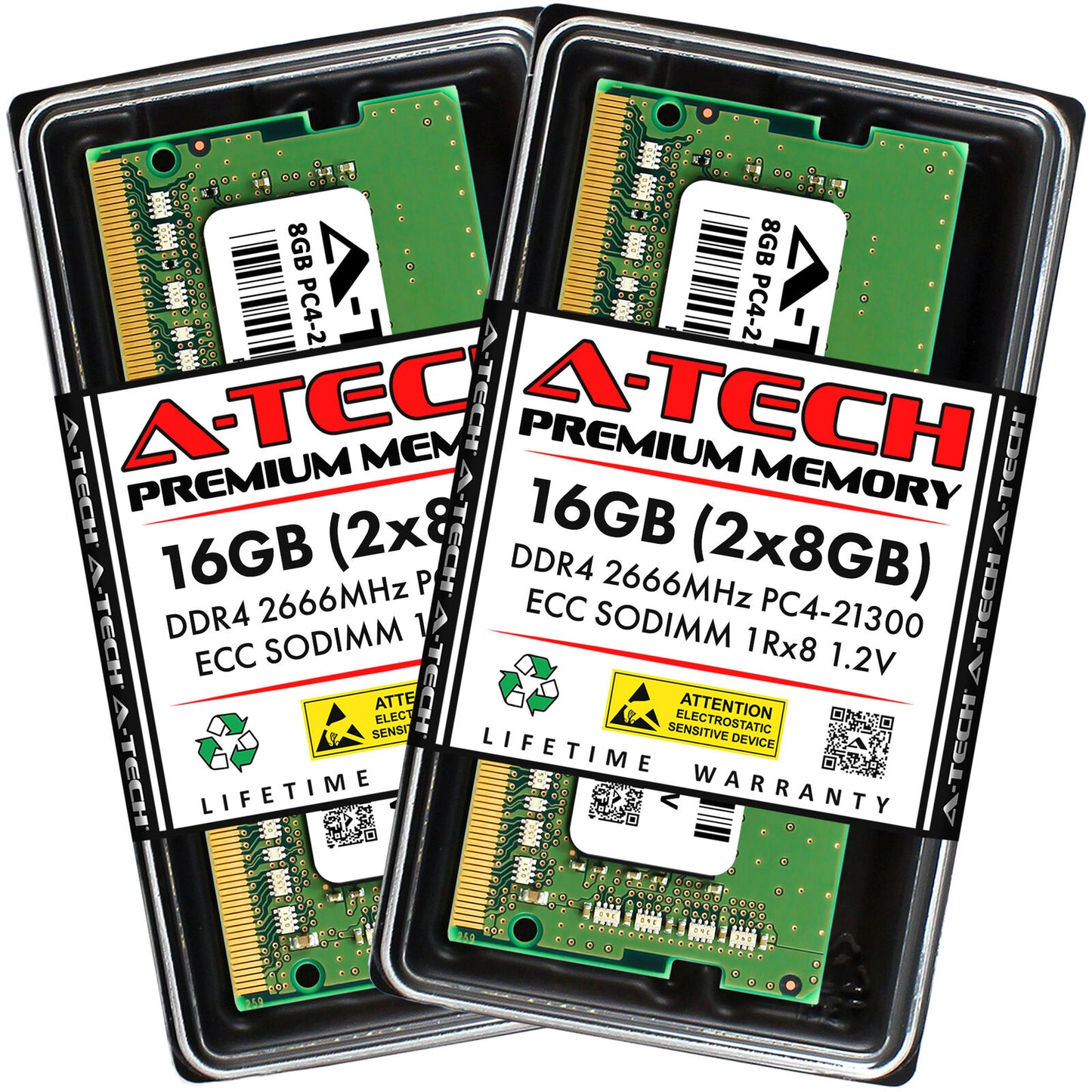 A-Tech 16GB 2x 8GB 1Rx8 PC4-21300 DDR4 2666MHz ECC UNB SO-DIMM Server Memory RAM (NOT FOR HOME PC)