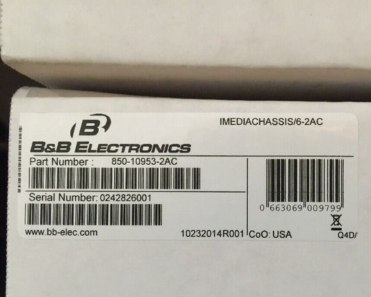 B&B Electronics iMediaChassis/6-2AC 6-SLOT 2x PSU Media Converter Chassis IMCV