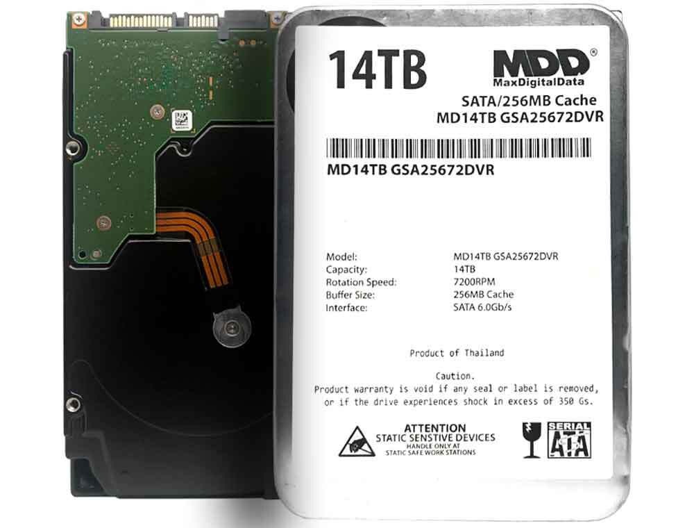 MDD 14TB 7200 RPM 256MB Cache SATA 6.0Gb/s 3.5" Internal Surveillance Hard Drive