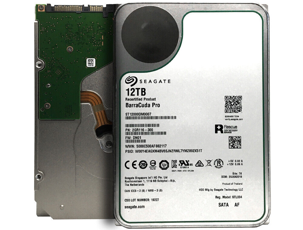 Seagate 12TB 7200RPM 256M SATA 6Gb/s 3.5 Desktop Performance HDD ST12000DM0007