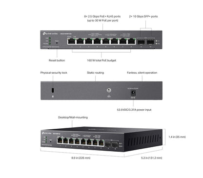 TP-Link SG2210XMP-M2 | Omada 8-Port 2.5Gbps PoE+ Smart Switch | 2* 10GbE SFP+