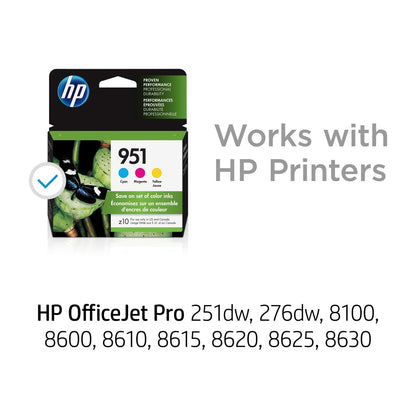 HP 951 3-pack Cyan/Magenta/Yellow Original Ink Cartridges, Per cartridge: ~700