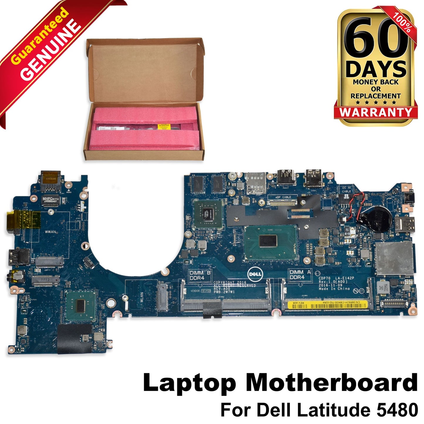 Dell Latitude 5480 Motherboard i7-7820HQ 4-Cores Nvidia 930MX GPU LA-E142P 8R9JH