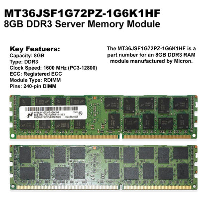 Lot Of 4 Micron MT36JSF1G72PZ-1G6K1 4x8GB PC3-12800R RDIMM 2Rx4 DDR3 Server RAM