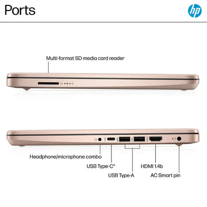 New HP Laptop 14" HD Intel N150 4GB 128GB UFS Webcam Office 365 Win 11 S Gold