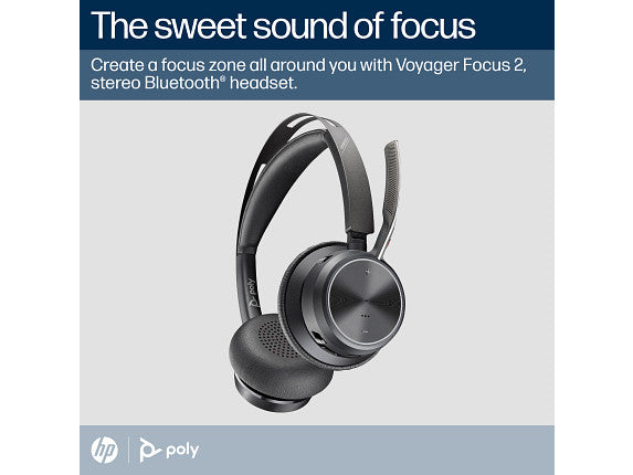 Poly Voyager Focus 2 Microsoft Teams Certified USB-C-C Headset +USB-C/A Adapter