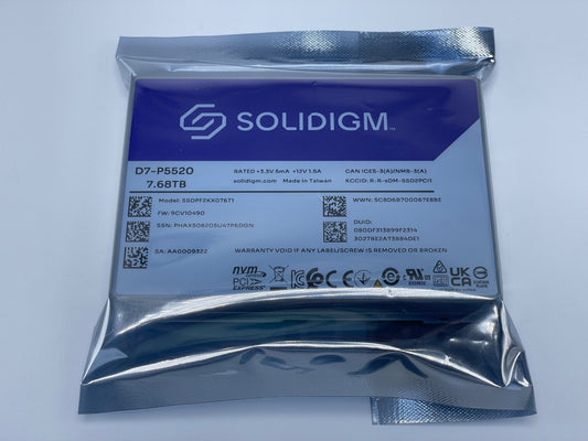 SOLIDIGM Intel D7-P5520 SSDPF2KX076T1 7.68TB PCIe4.0 NVME 2.5'' SSD