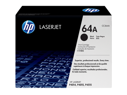 HP 64A Black Original LaserJet Toner Cartridge, ~10,000 pages, CC364A